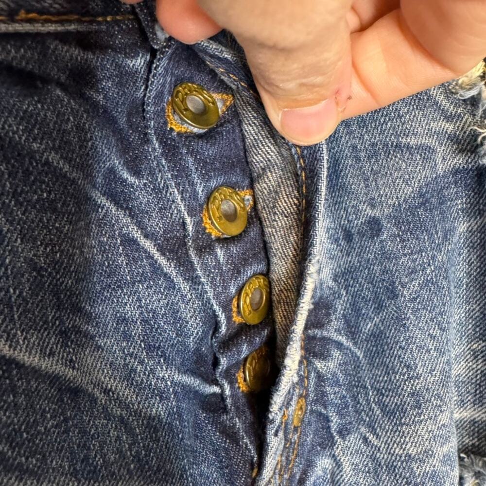 Prps Selvedge Distressed Camo Patch Button Fly Je… - image 5